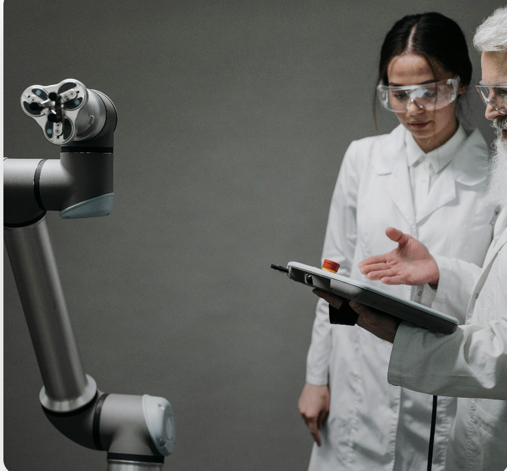 Engineers reviewing automation in industrial setting